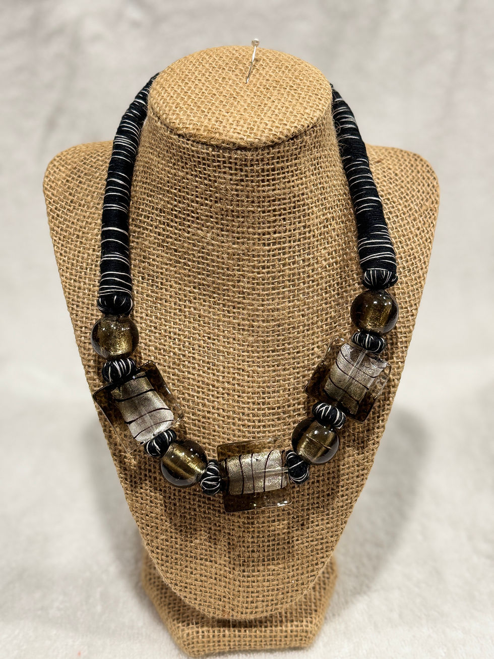 Black wrapped statement necklace