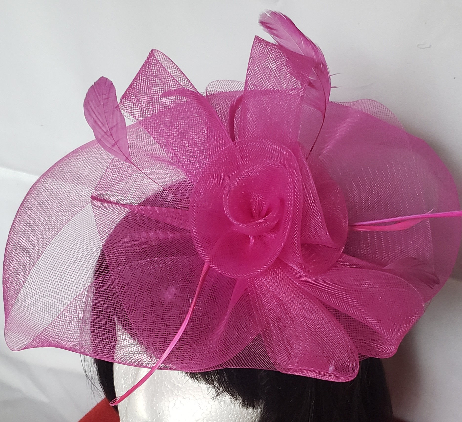 Pink Wide Brim Fascinator