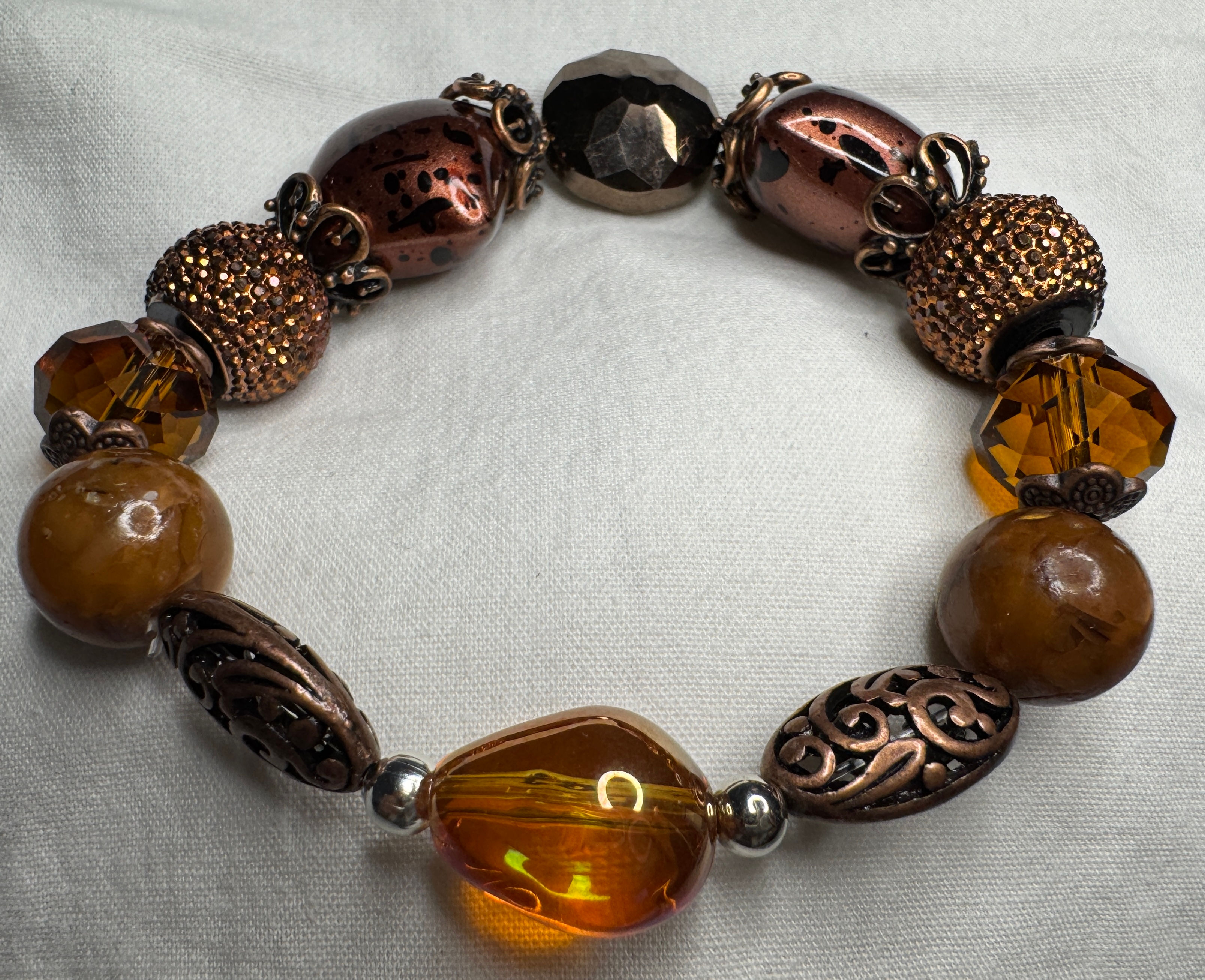 Copper Brown Bracelet w/ Honey Stone
