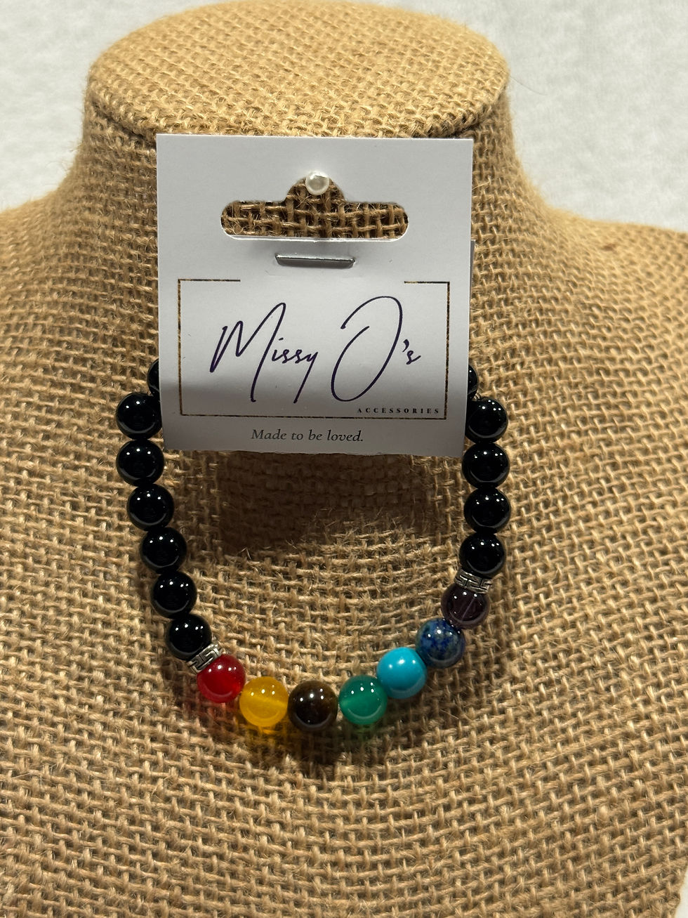 Black bracelet w/ colorful beads