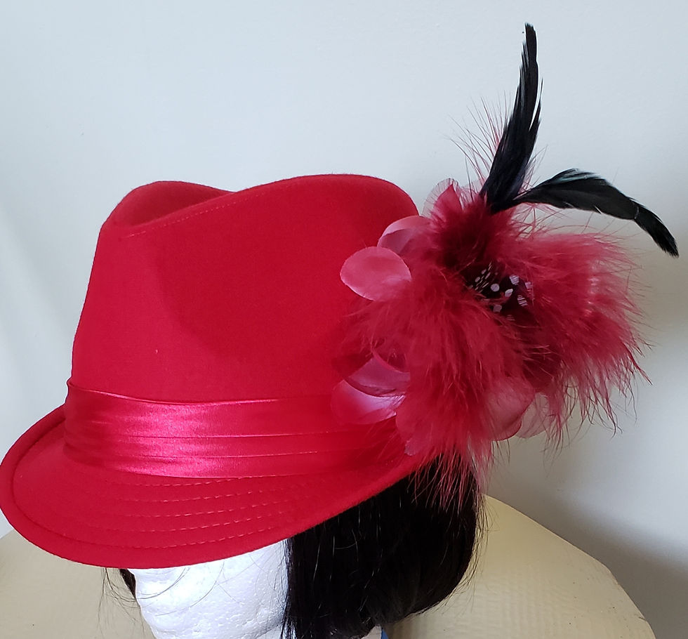 Red hat w/ feathers