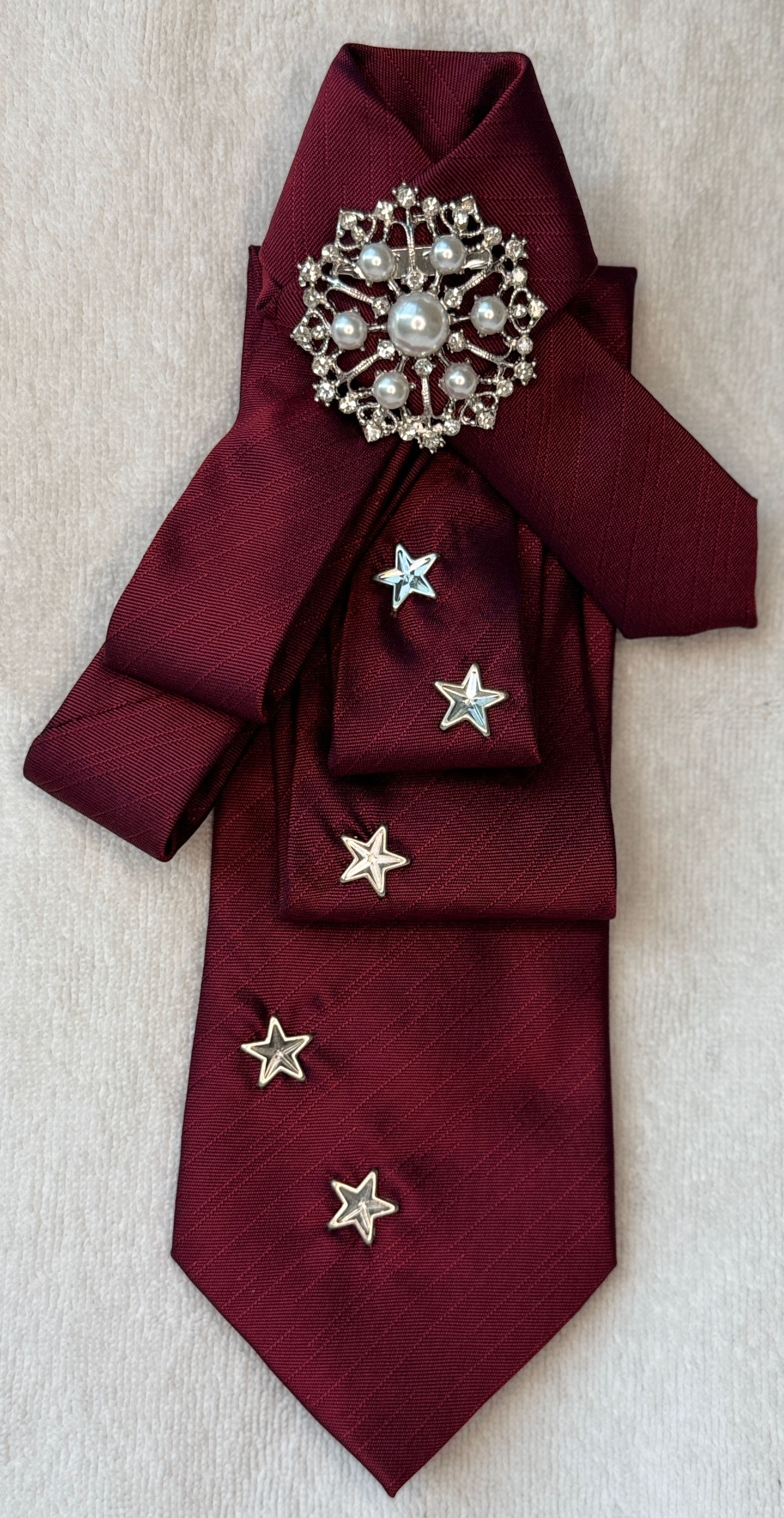 Dark Red Tie w/ Stars