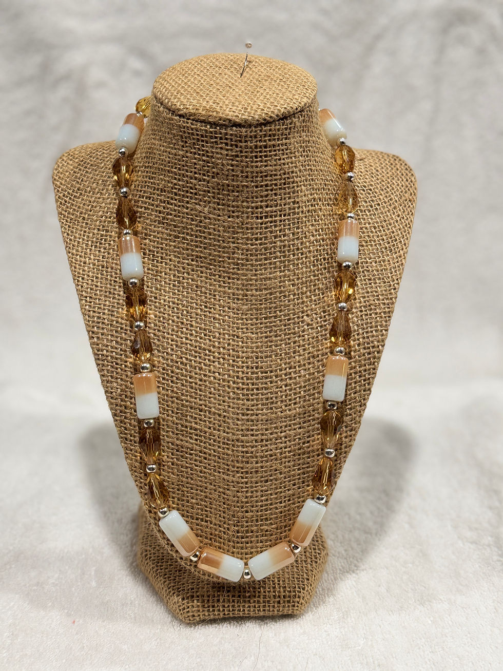 Light honey brown necklace w/ white