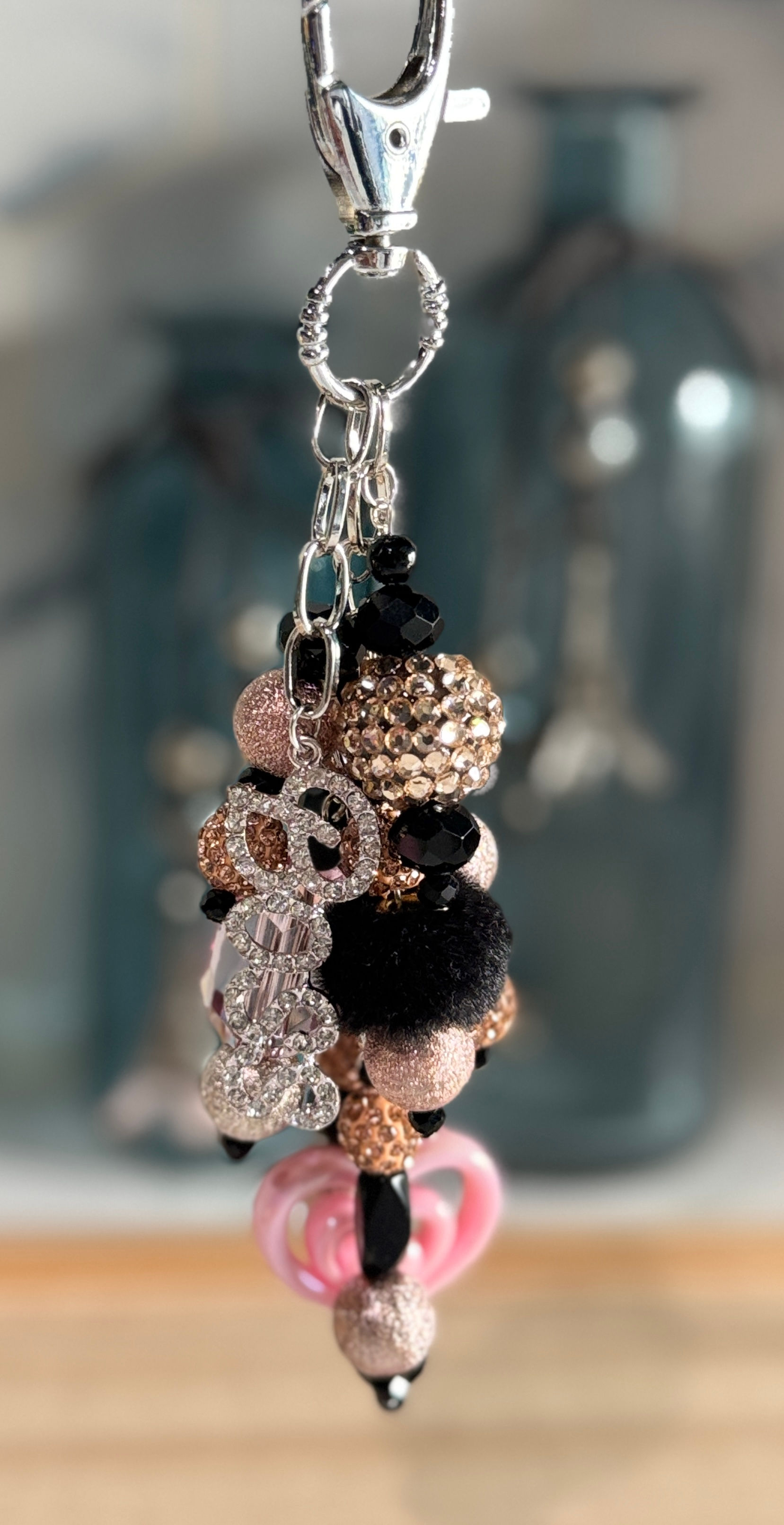 Brown Pink BOSS Bag Charm / Key Charm
