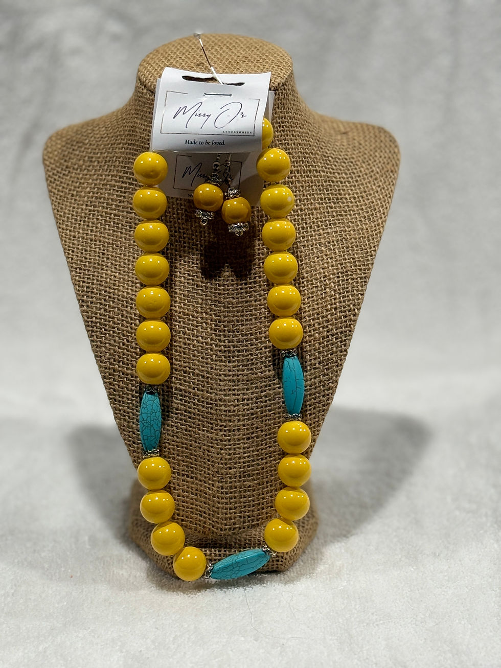 Yellow turquoise necklace & earring set