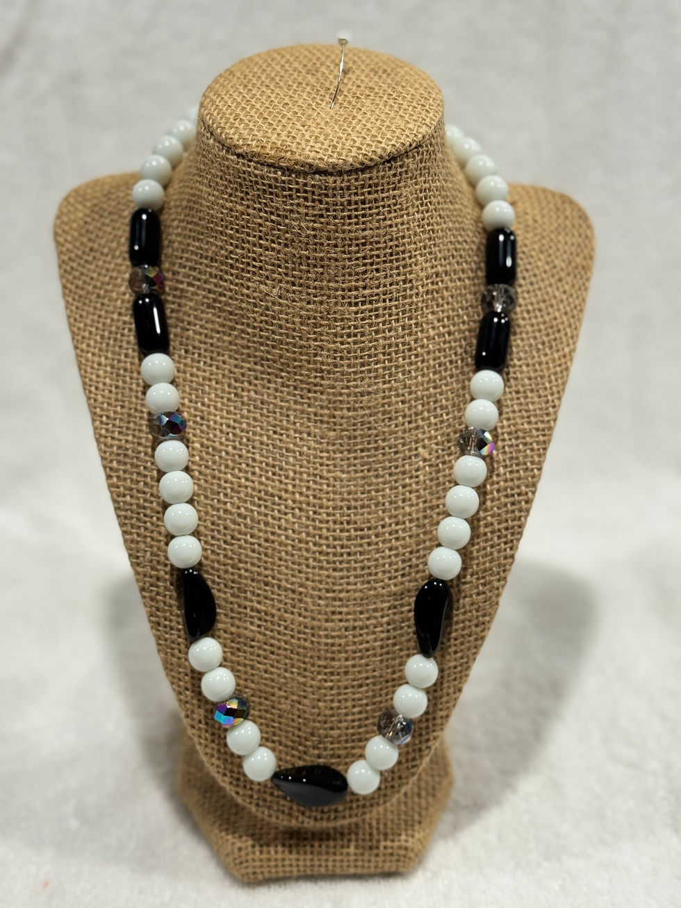White necklace w/ black& a touch of sparkle