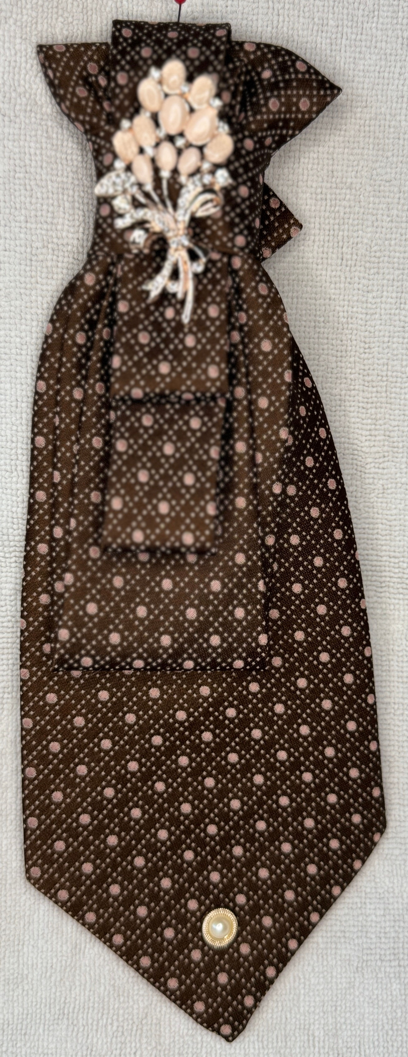 Dark Brown Tie w/ Pink Dots
