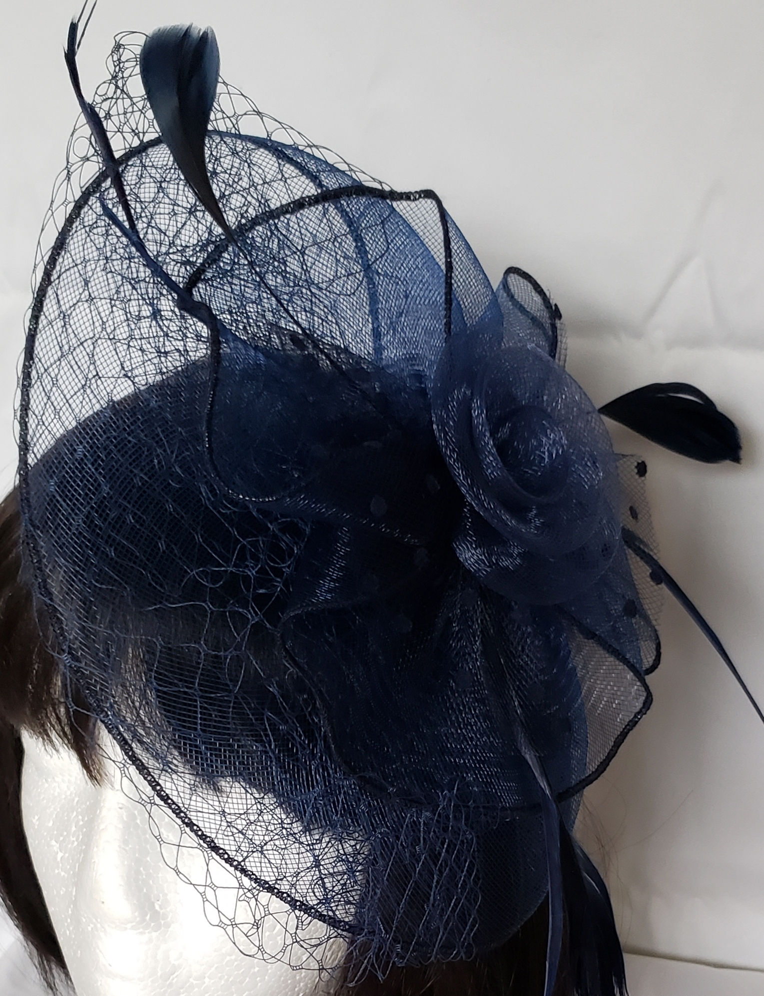 "Sassy" Navy wide Mesh Fascinator