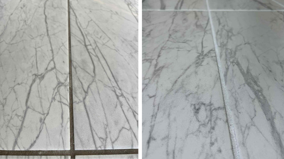Before and after grout color sealing results
