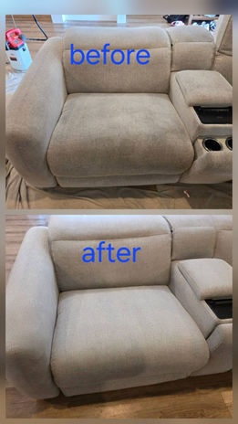 Before and after couch cleaning to remove body oils