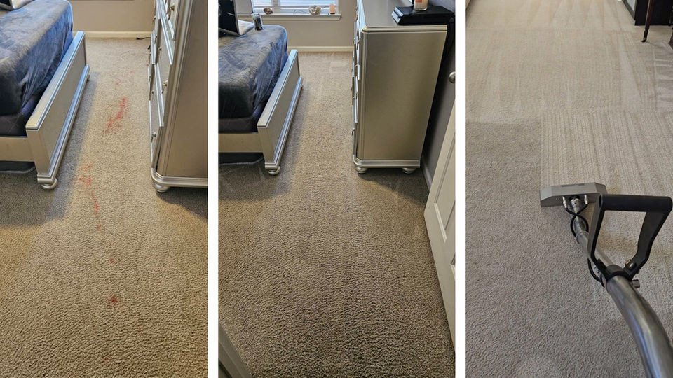 Carpet cleaning and stain removal before and after