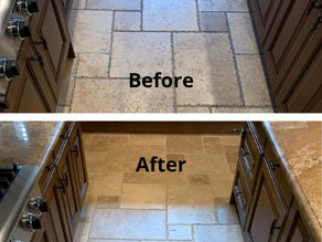 Travertine Floor Cleaning and Sealing for New Customer in Lewisville, TX