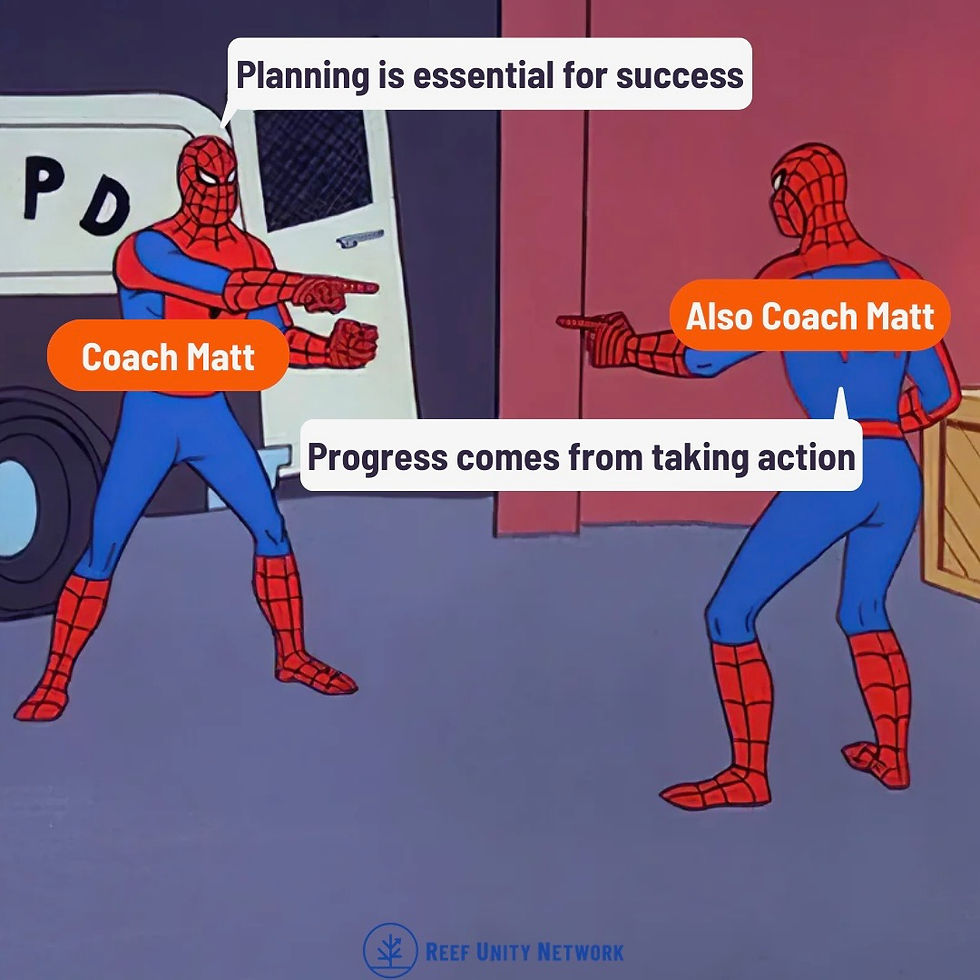 Spiderman pointing at another Spiderman meme with speech bubbles talking about whether planning is more important than taking action.