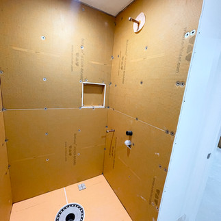 Schluter Kerdi board waterproofing shower installation North Vancouver curbless shower preparation wall and floor system
