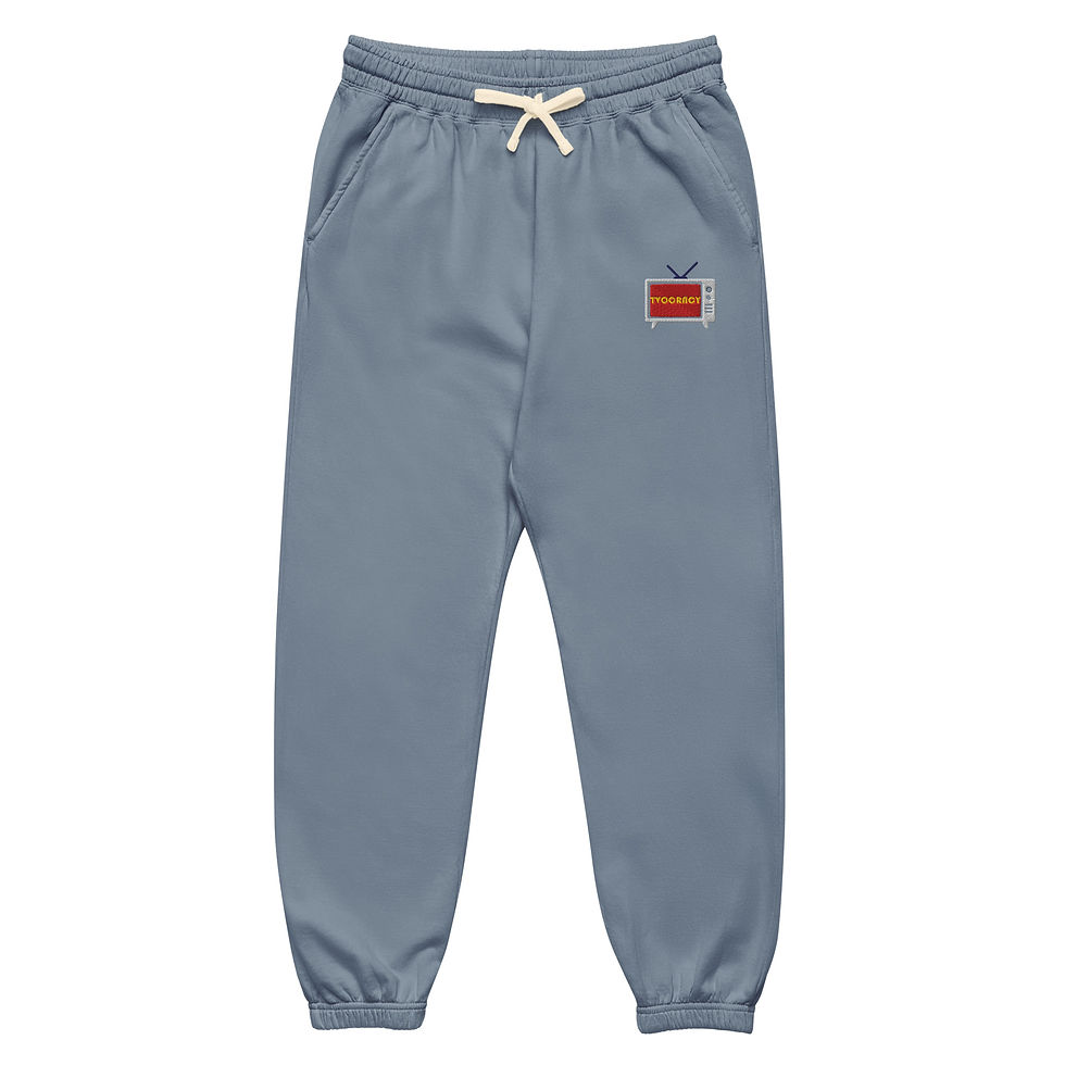 Thumbnail: Tvocracy Embroidered Unisex Sweatpants Cotton 