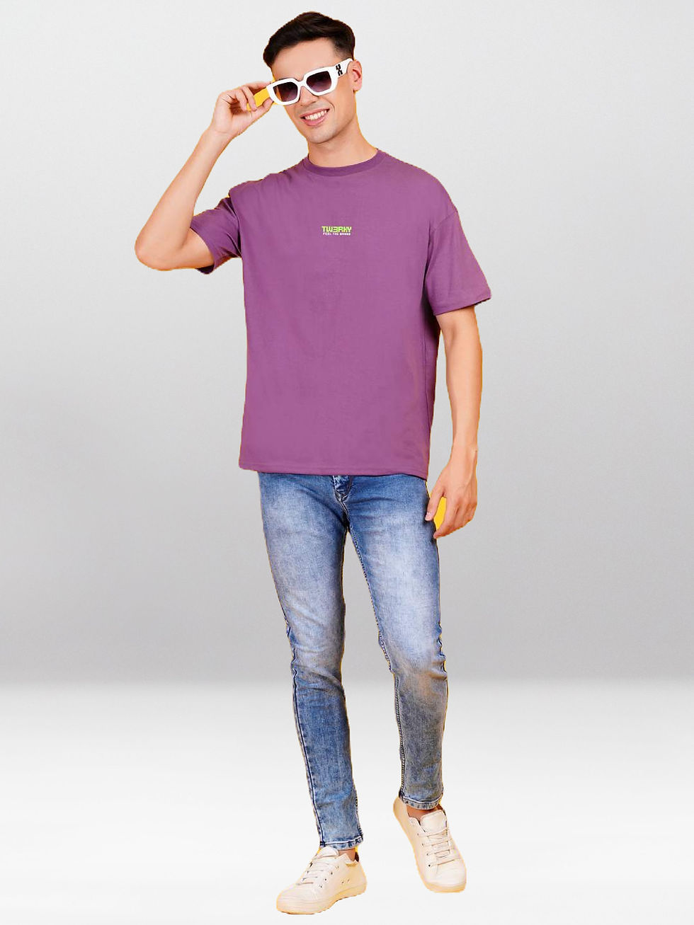 Thumbnail: front view of pure cotton t-shirt Purple