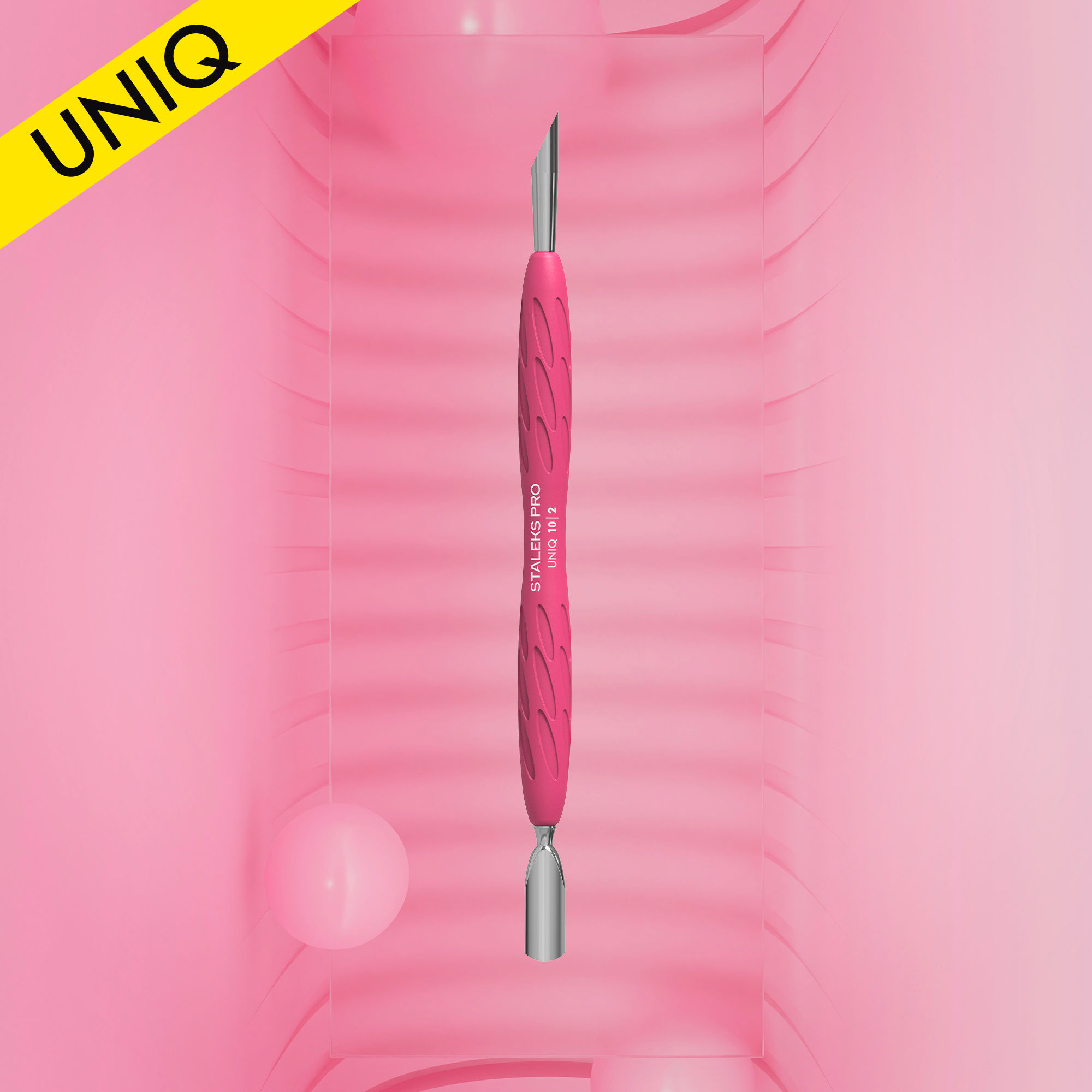 Manicure pusher Gummy with silicone handle UNIQ 10 TYPE 2 (rounded narrow and be