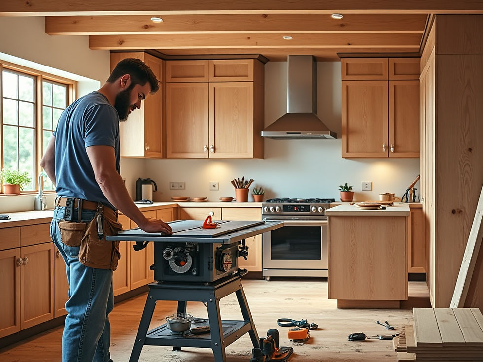 Carpenter working in kitchen