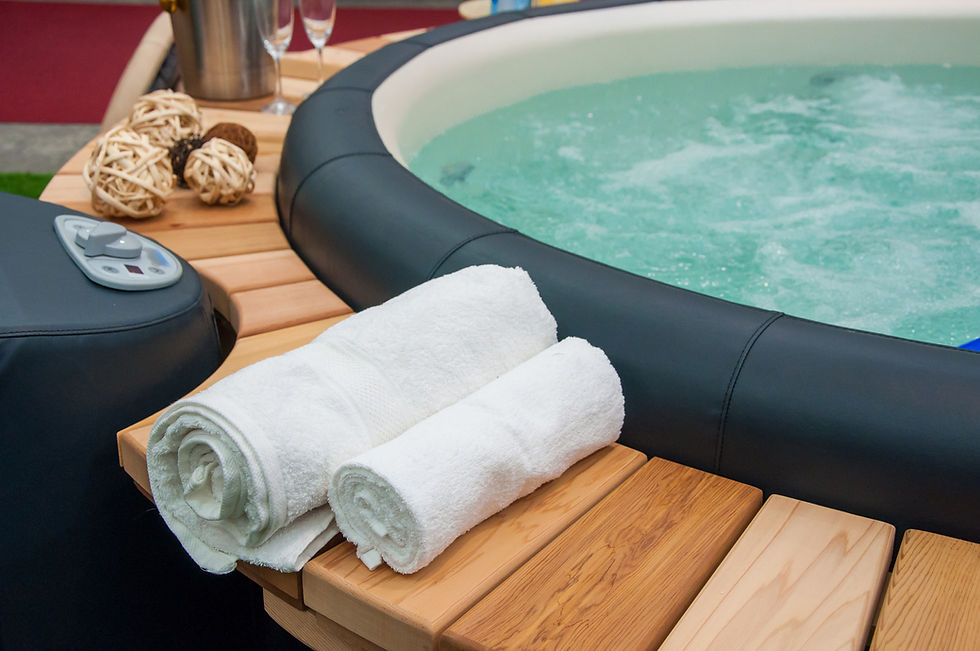 Close up photo of a hot tub.