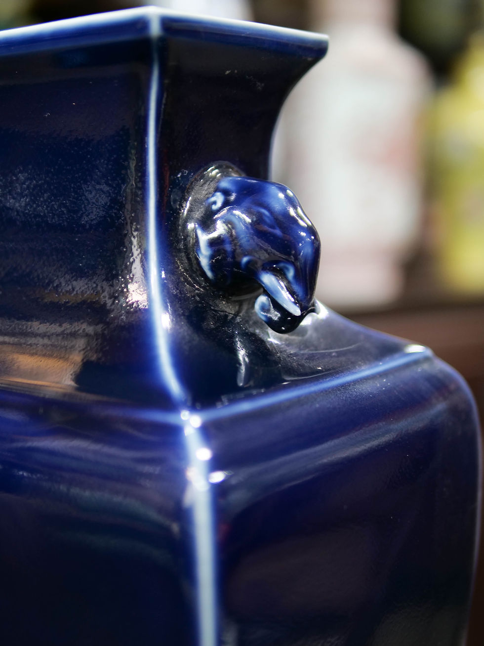 Thumbnail: Blue Vase with Elephant Handles