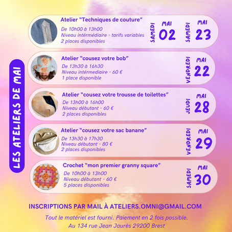Les ateliers du mois de mai