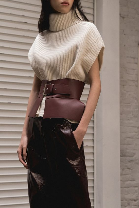 woman wearing belt