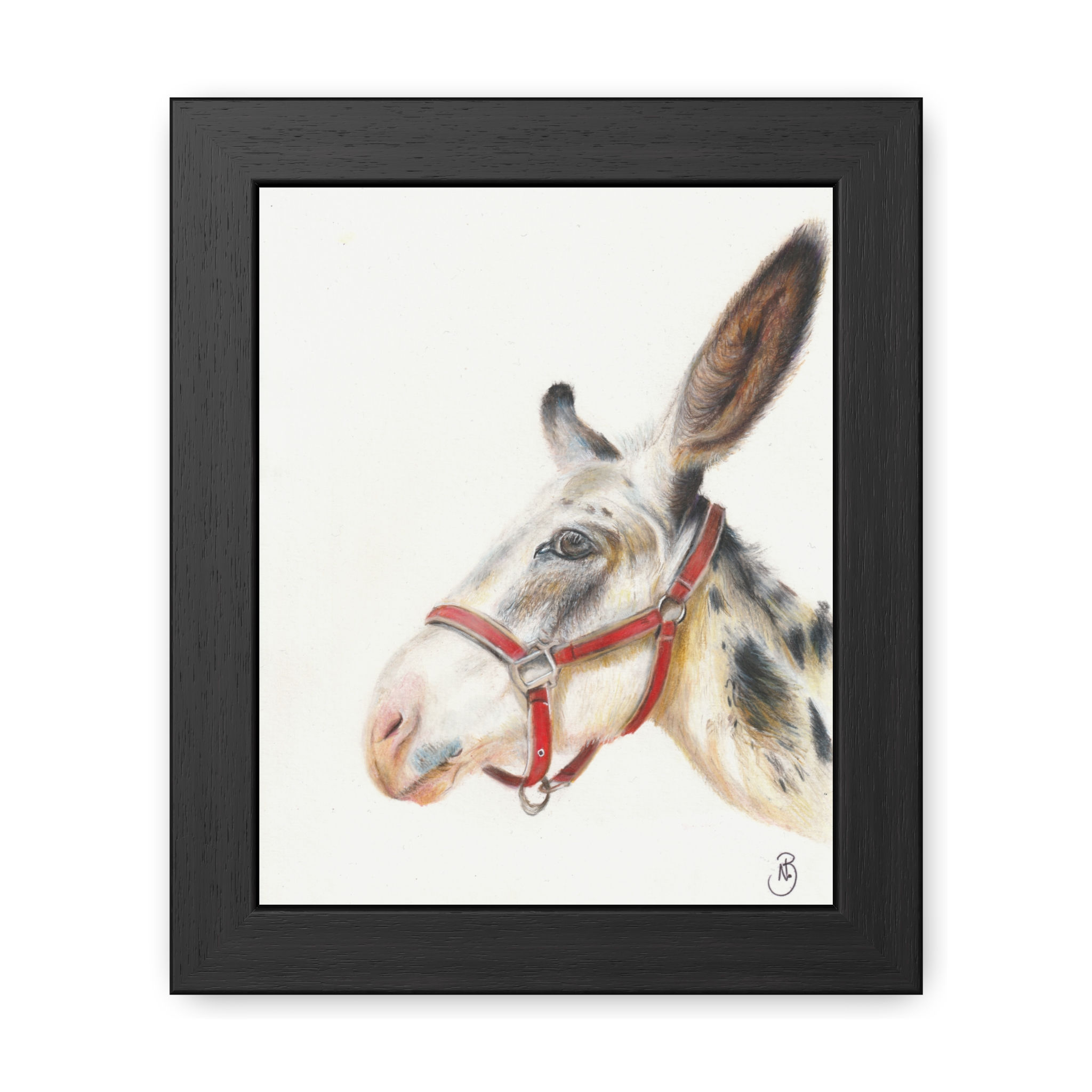 Donkey Pencil Print Framed Poster