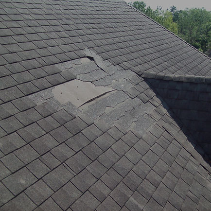 Damaged slate roof