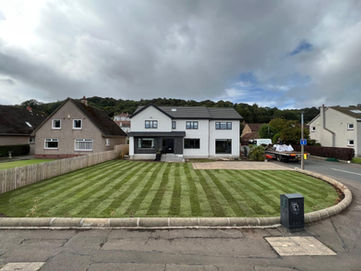 turf installation on a cloudy day