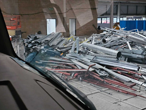 scrap metal in a pile at scrapyard