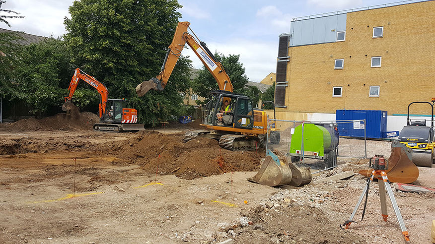 Construction site with heavy machinery