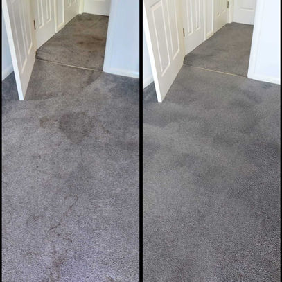 before and after image of grey carpet cleaning