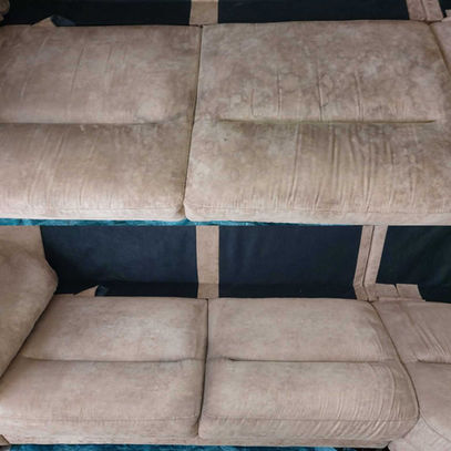 before and after image of sofa cleaning