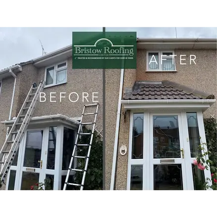 small pitched roof installation on porch