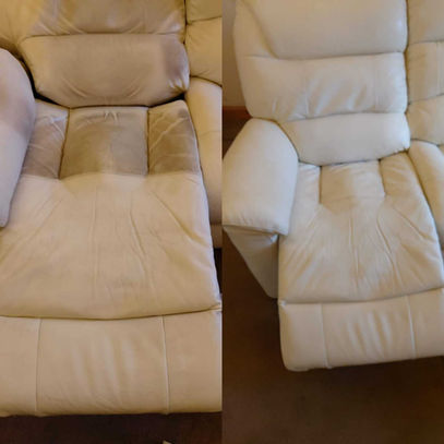 before and after image of sofa leather cleaning