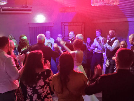 bride up dancing at the bowfield