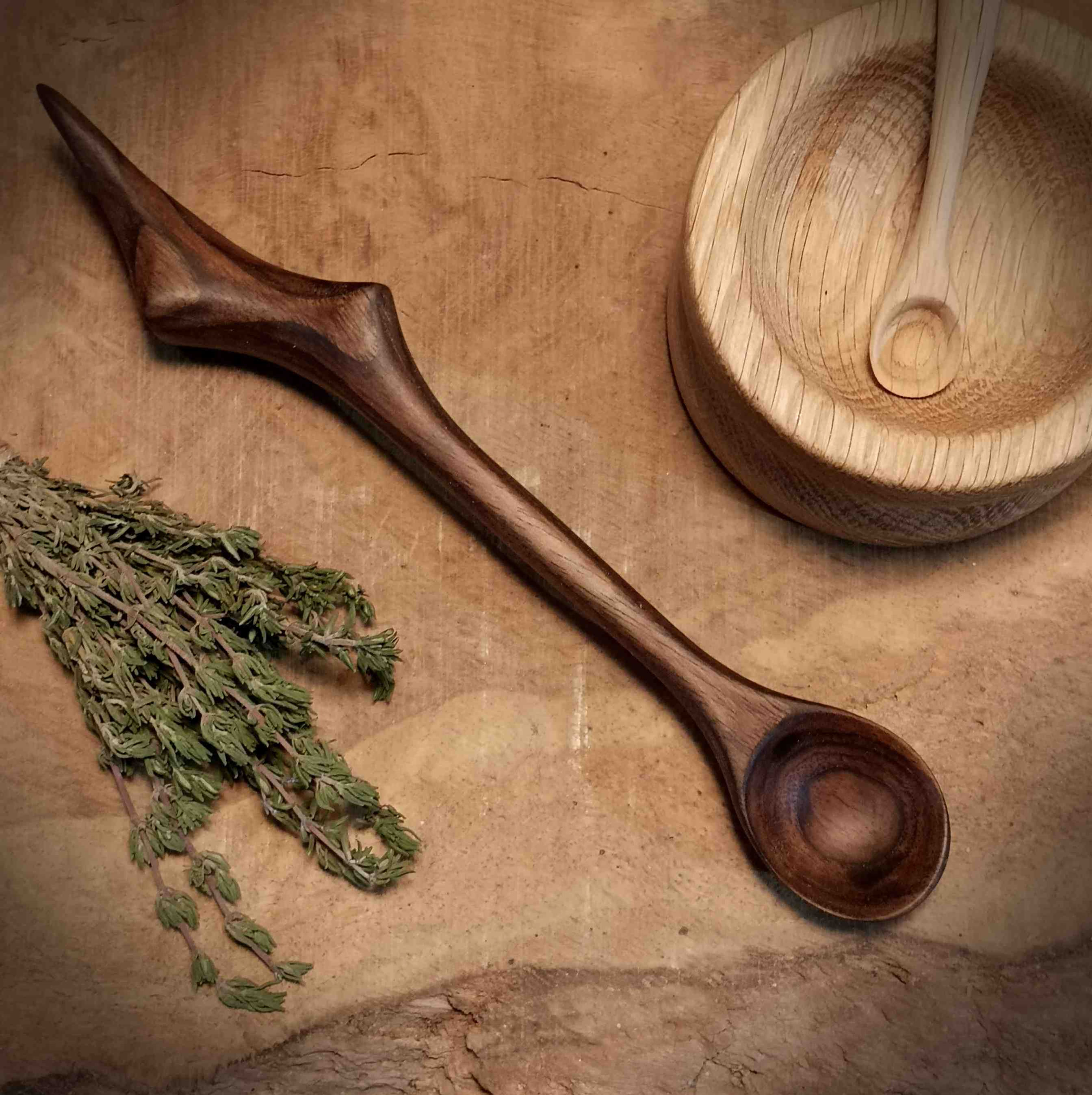 '2 pointed' Walnut Spoon