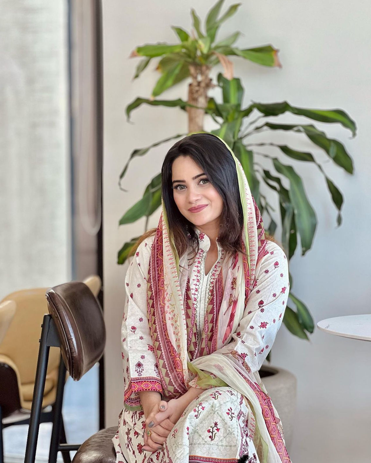 Floral white and res suit