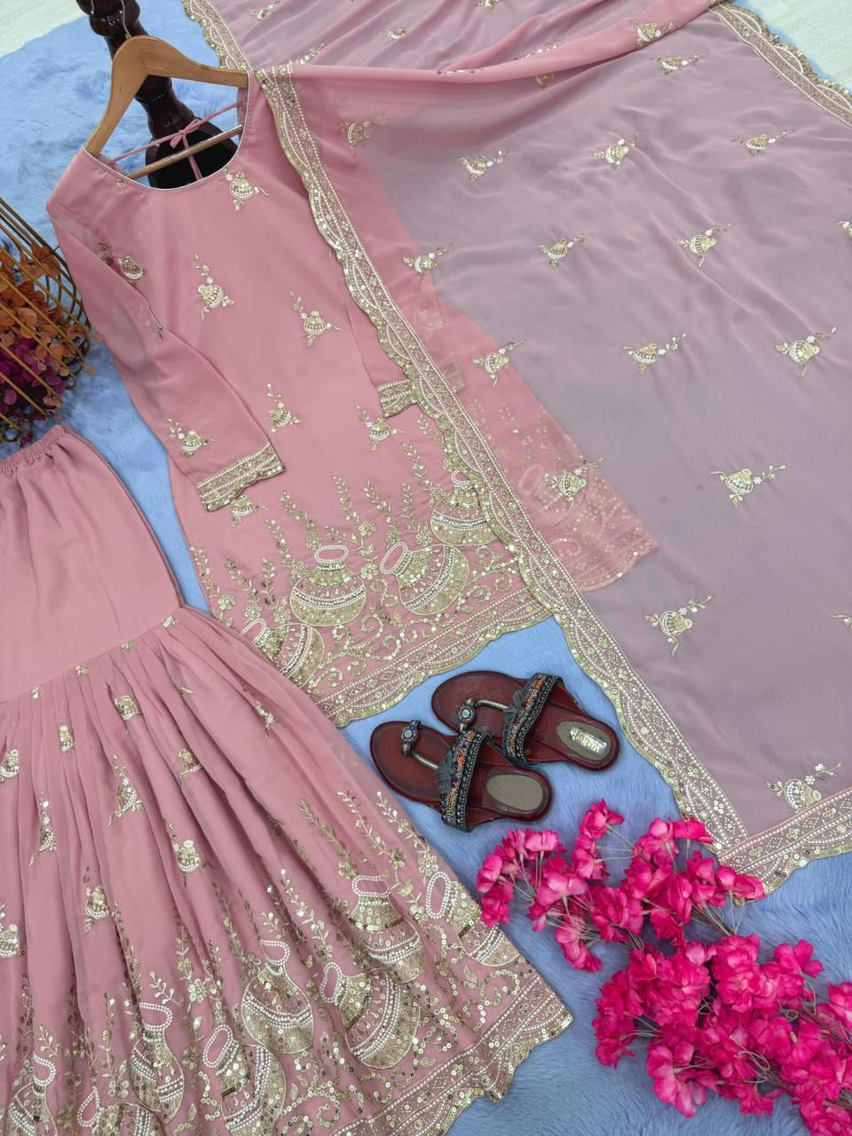Thumbnail: pink sharara set