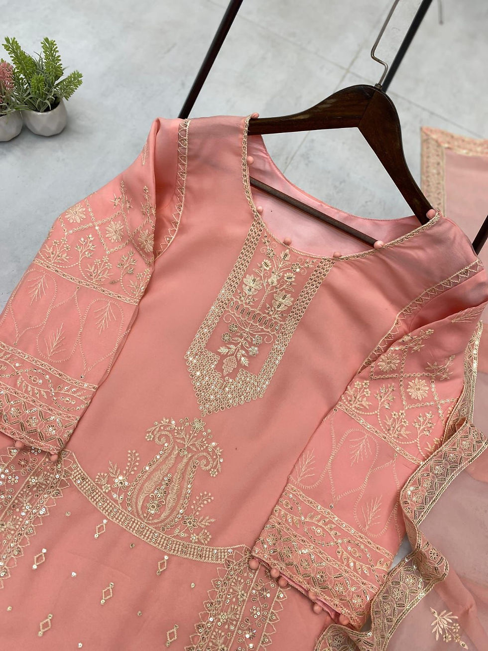 Thumbnail: peach salwar set