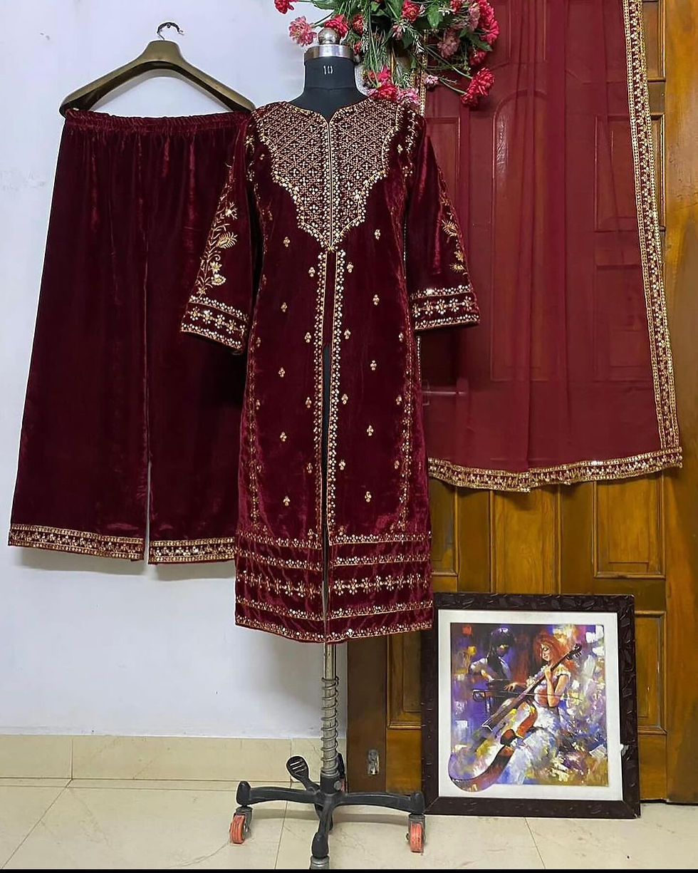Thumbnail: black velvet salwar