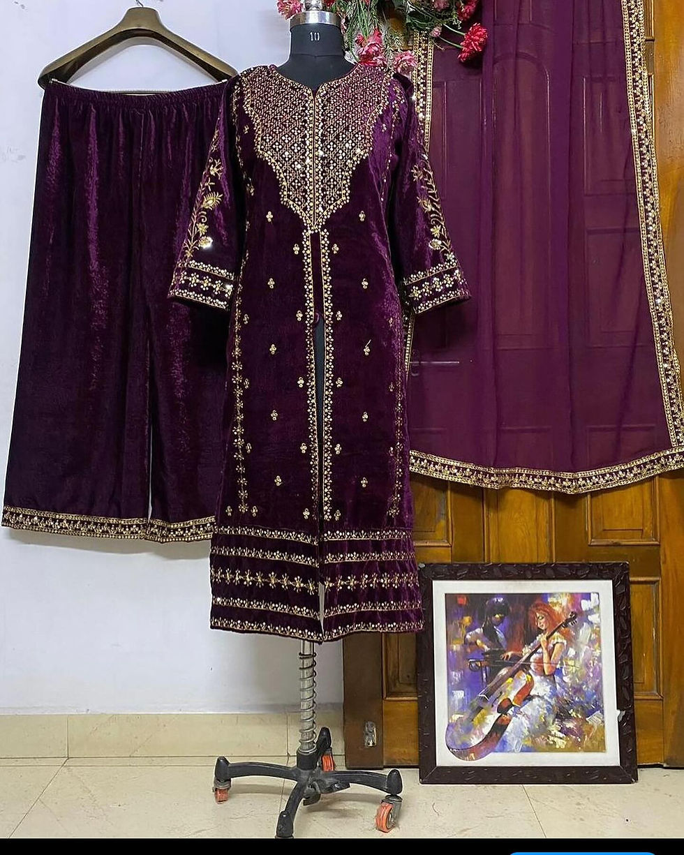 Thumbnail: black velvet salwar