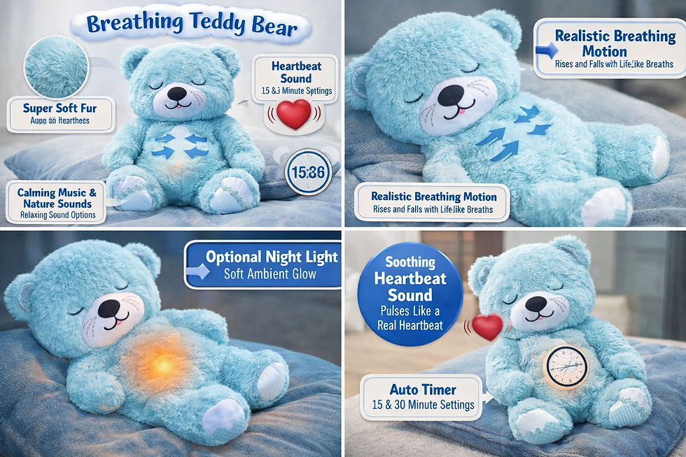 Thumbnail: Breathing Teddy Bear for Babies & Adults ( Sky Blue Colour )