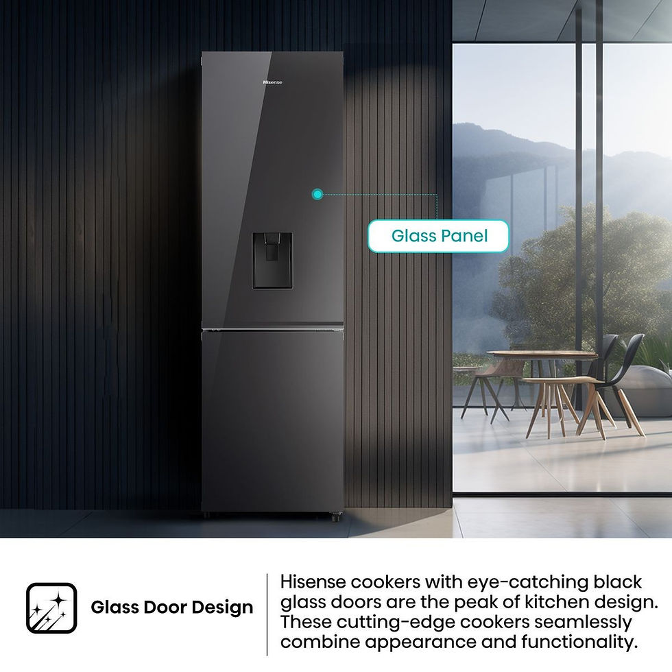 Thumbnail: Hisense H370BMIB-WD 263L Combi Refrigerator Black Mirror Glass