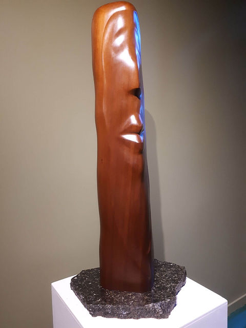Sculpture commission from clients own timber, by Tony Howse, Kauri Cliff Art Gallery