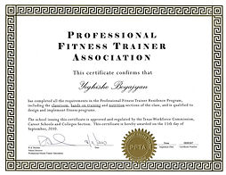 Certified Personal Trainer Certificate-Yeghishe Boyajyan Texas"