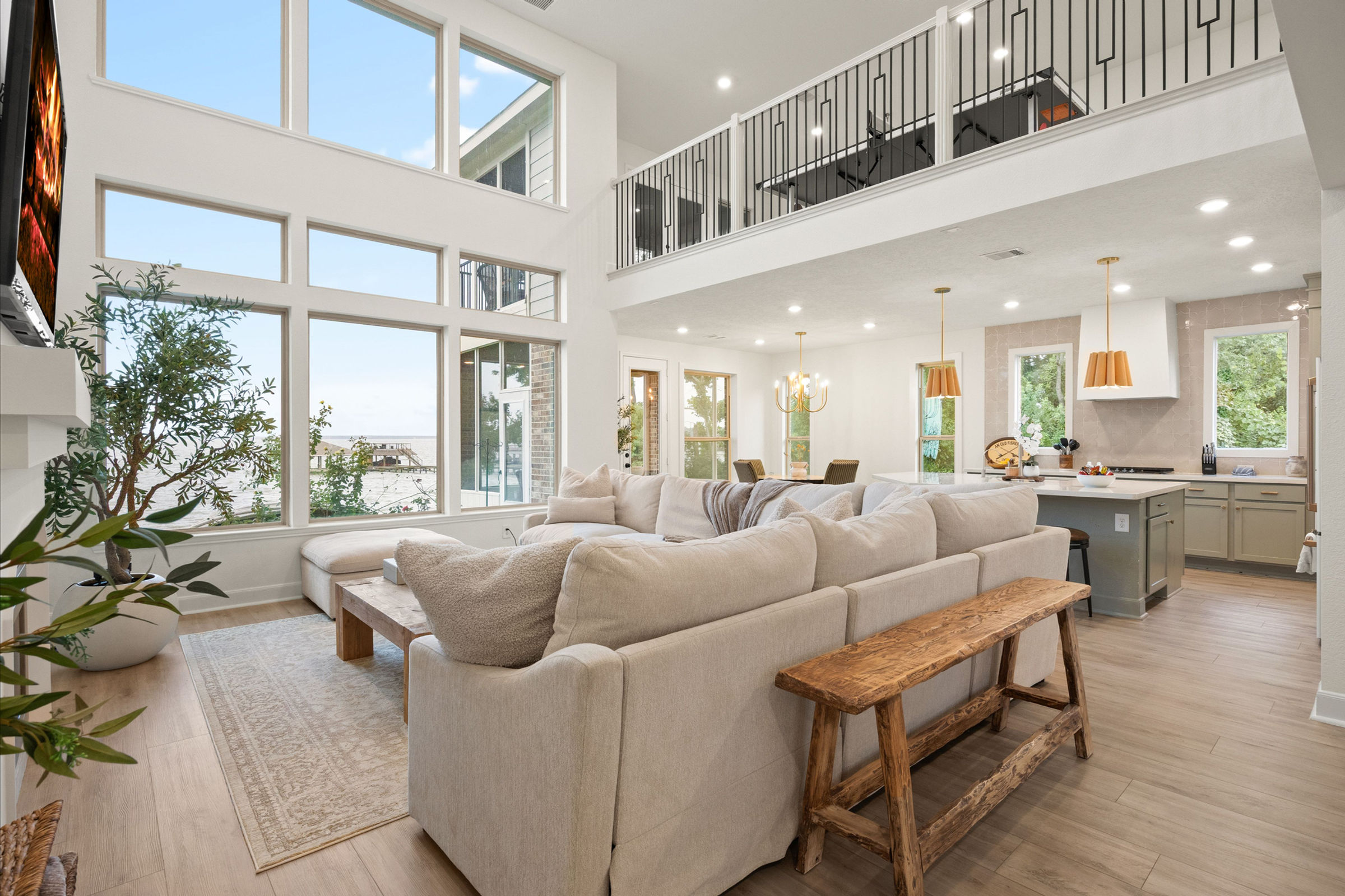 Contemporary open-concept living area: luxury real estate photography in Houston, TX by Marz Media Photography