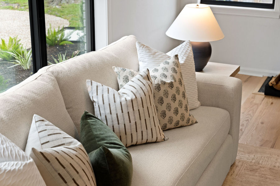 Upholstered sofa and soft furnishings: Houston real estate photography by Marz Media Photography