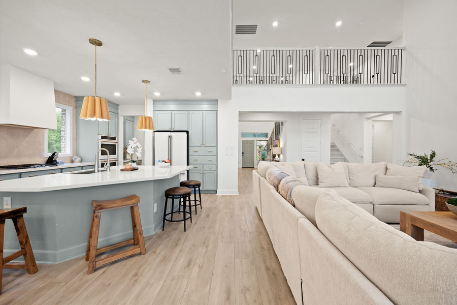 Open-plan kitchen and living area: luxury real estate photography in Houston, TX by Marz Media Photography
