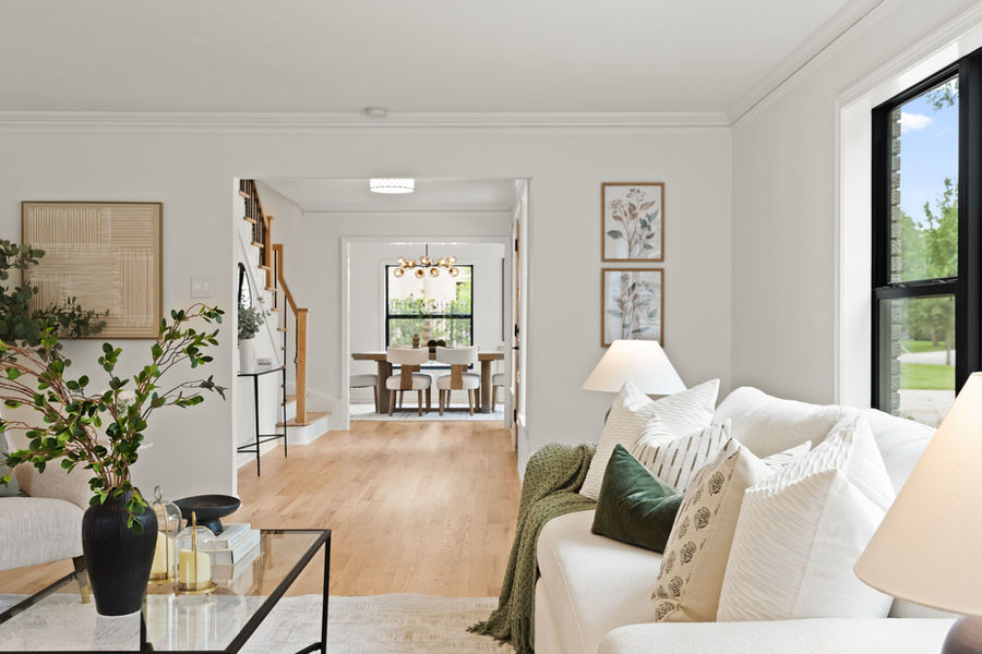 Scandinavian-style living and dining room: luxury home photography, Houston by Marz Media Photography